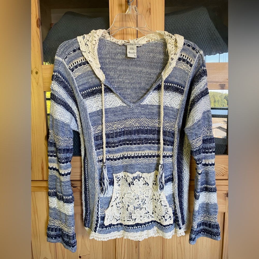 American Rag Blue and Cream Striped Sweater